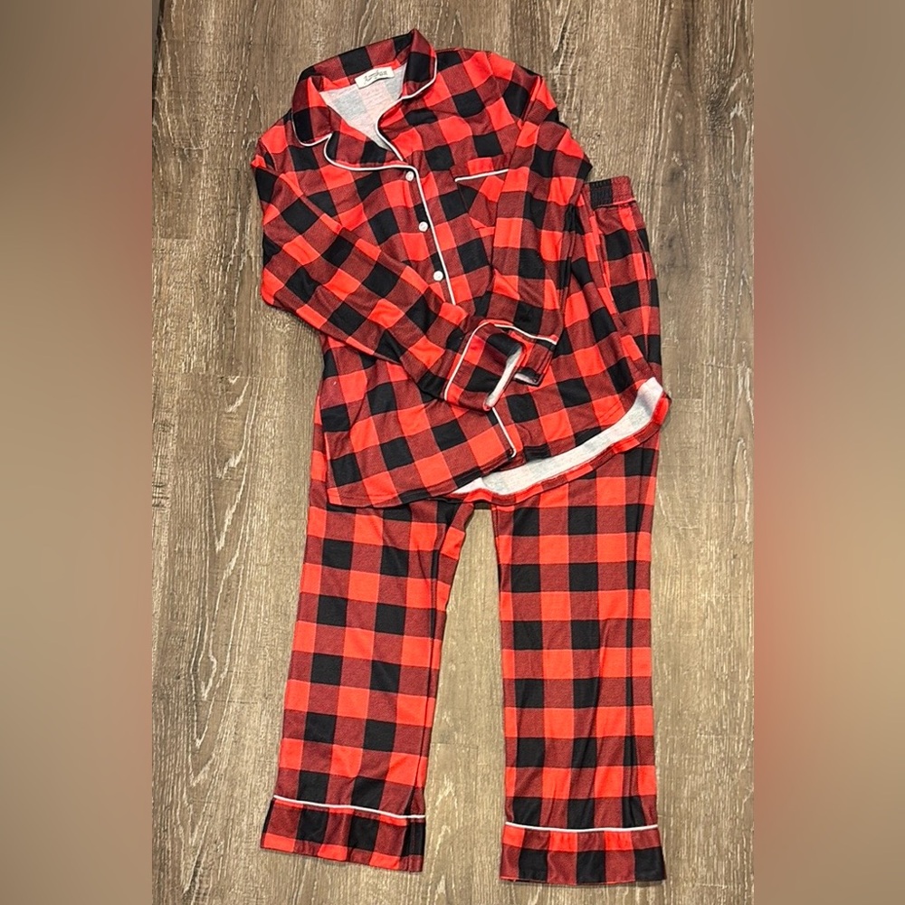 Red and Black Plaid Womens Pajamas